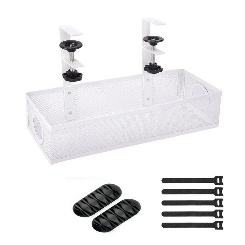 1 cesta de almacenamiento blanca + TPR de cinco agujeros 2 + 5 tiras de velcro