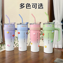 New Big Mac 316 stainless steel thermos cup 40oz car straw cup large capacity high value cold insulation ice cup