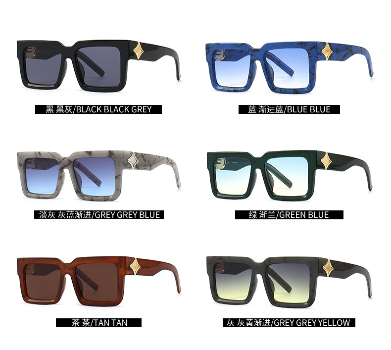 European And American Contrast Color Model Square Sunglasses display picture 3