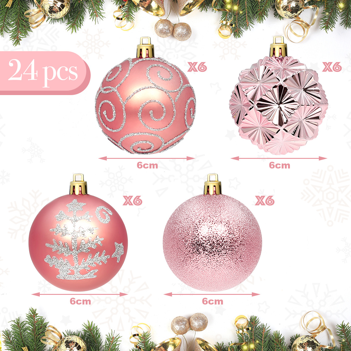 Nuevos productos transfronterizos de 6cm Navidad set de bolas de color de la familia centro comercial festivales diarios hermosos adornos colgantes de árbol de Navidad