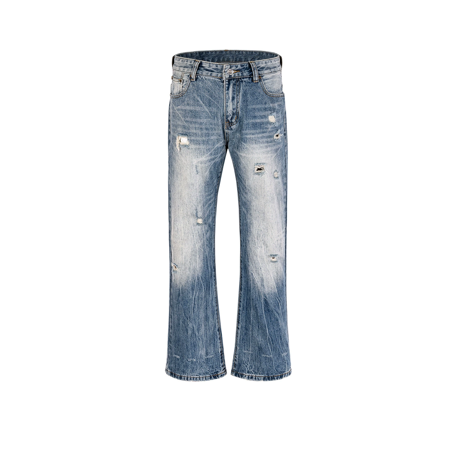Wide-leg Jeans (Mijko) Distressed Light Blue Denim, Unisex, Sizes S–XXL