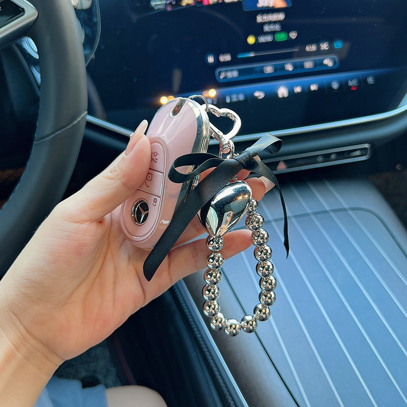 New Creative Bow Silver Bead Love Keychain Internet Celebrant Car Key Luggage Pendant Exquisite Women's Decoration New Creative Bow Silver Bead Love Keychain Internet Celebrant Car Key Luggage Pendant Exquisite Women's Decoration