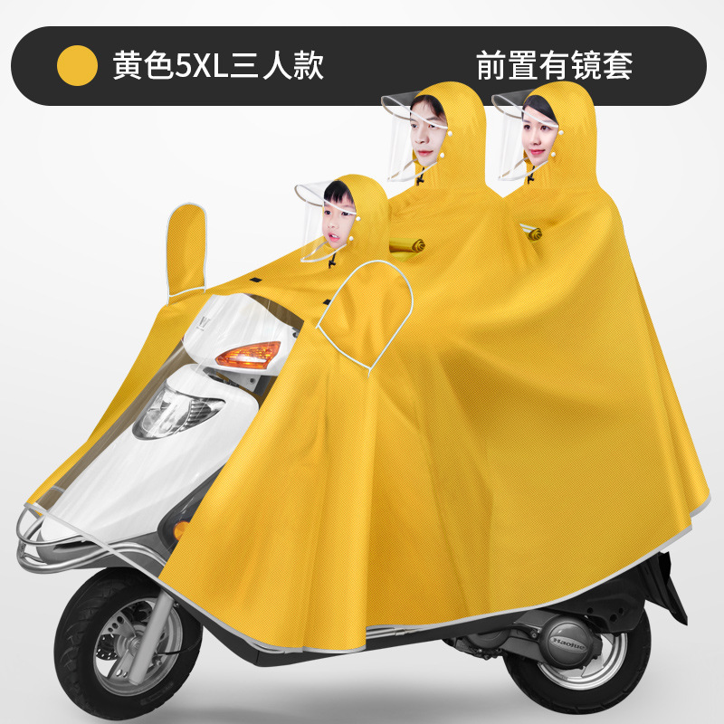 Chaqueta de lluvia para tres padres e hijos, coche eléctrico, madre e hijo, doble engrosado y largo, batería de lluvia a prueba de tormentas de todo el cuerpo, chaqueta de lluvia para motocicleta