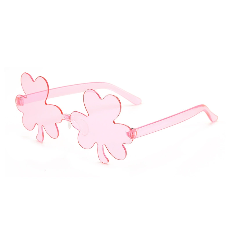 2024 new net red clover European and American personality trend -free frame colorless dance party candy color glasses