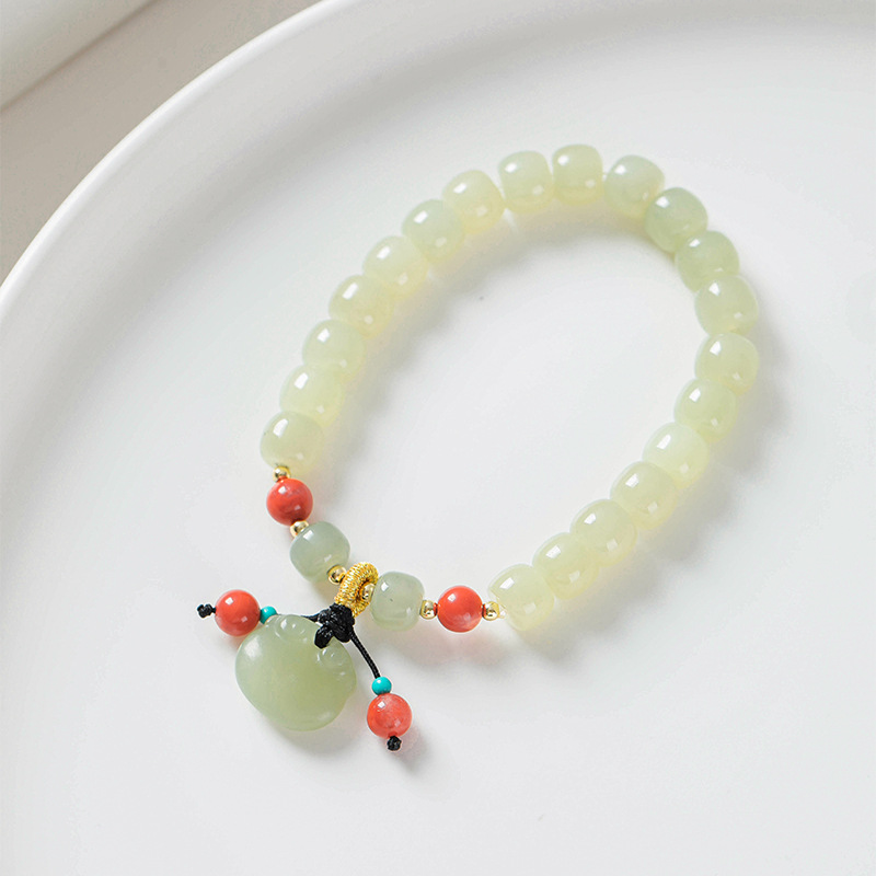 Badu Jewelry S925 Silver Braided Bracelet Southern Red Silver Bracelet Design Niche Hetian Jade Best Friend Bracelet