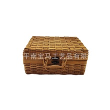 木片編織提手箱禮品包裝盒野餐籃收納籃