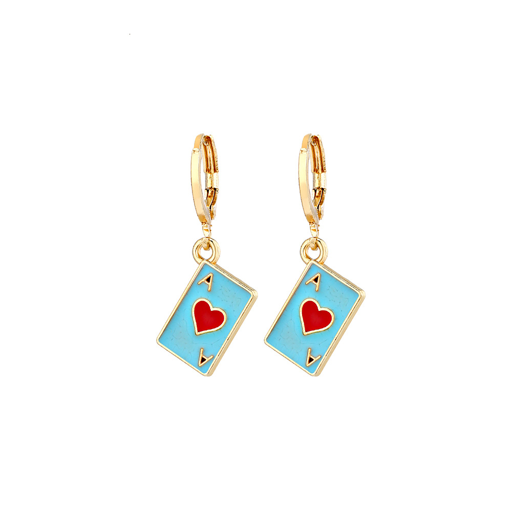 Wholesale Jewelry Metal Heart Dripping Playing Card Earrings Nihaojewelry display picture 6