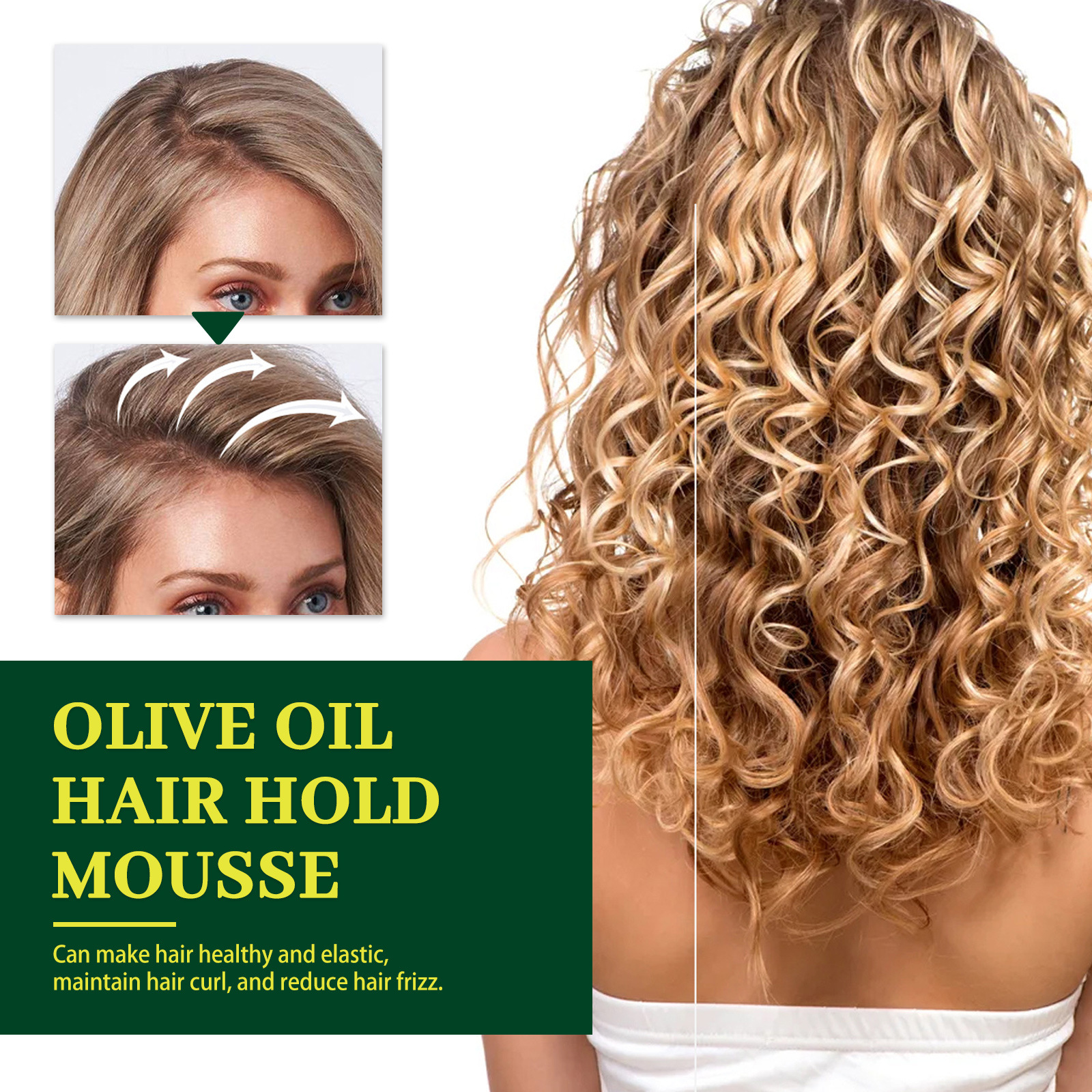 Description Picture 5 of item60ml Olive Oil Curly Hair Product Curly Hair Styling Mousse Curling Moisture Curly Hair Mousse Curl Enhancer Hair Hold Cream
