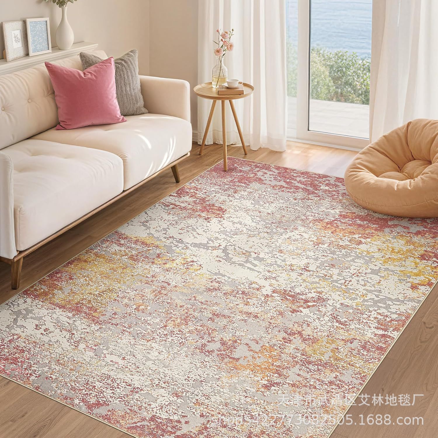 Alfombrilla bohemia transfronteriza imitación cachemira lavado fondo alfombra de sala de estar mesa de centro americana manta lateral de cama resistente a la suciedad y fácil de cuidar