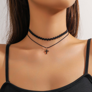 Black Necklace Clavicle Chain Female Niche Design Neck Chain Choker Neck Strap Collar Accessories None