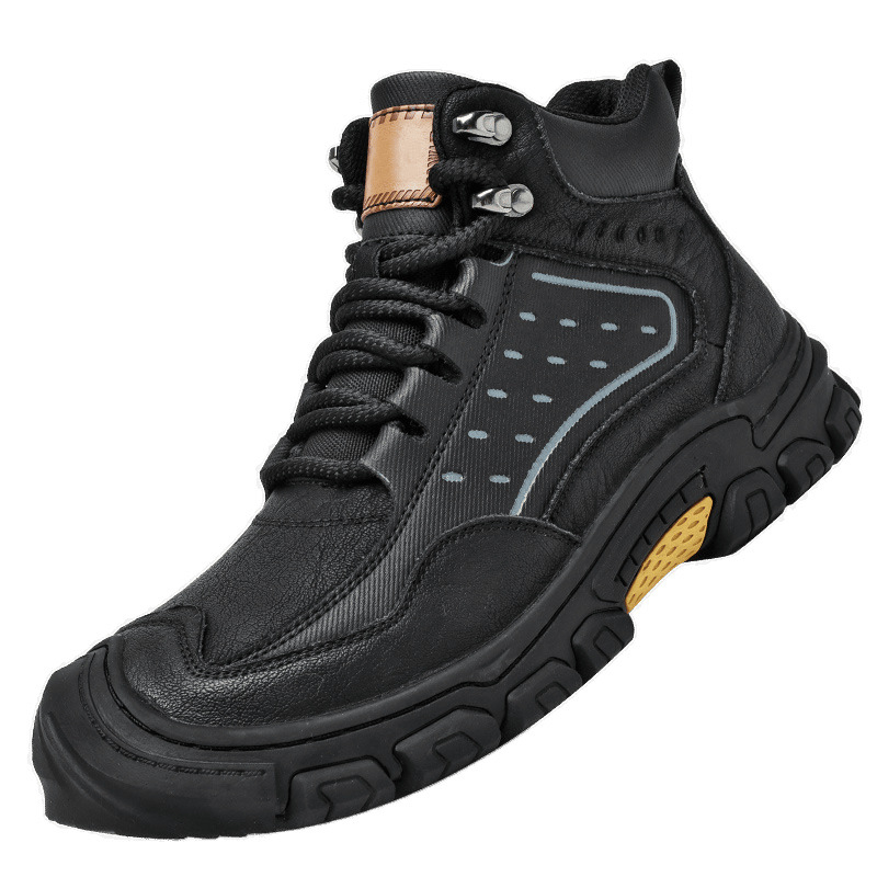 Zapatos de cuero transfronterizos para hombres zapatos de montaña para hombres zapatos de senderismo al aire libre antideslizantes suela gruesa anti-desgaste lazos de cabeza de bolsa zapatos casuales