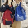 水洗拼色高中日系双肩包