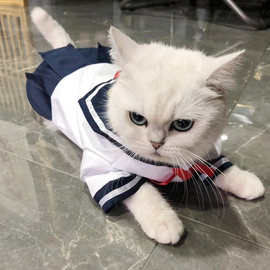 猫衣服连身裙猫咪狗狗可爱衬衫裙子薄款宠物JK制服裙水手服狗迪贸