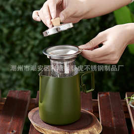 304不锈钢户外便携式旅行快客杯茶具套装茶壶茶杯露营简约泡茶器