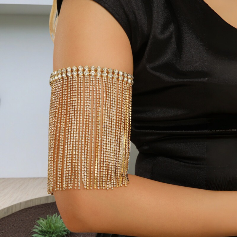 Cross-Border Hot-Selling Upper Arm Jewelry, European and American Fashion, Light Luxury, Adjustable Rhinestone Tassel Arm Chain, Arm Bracelet, Performance Accessories for Women