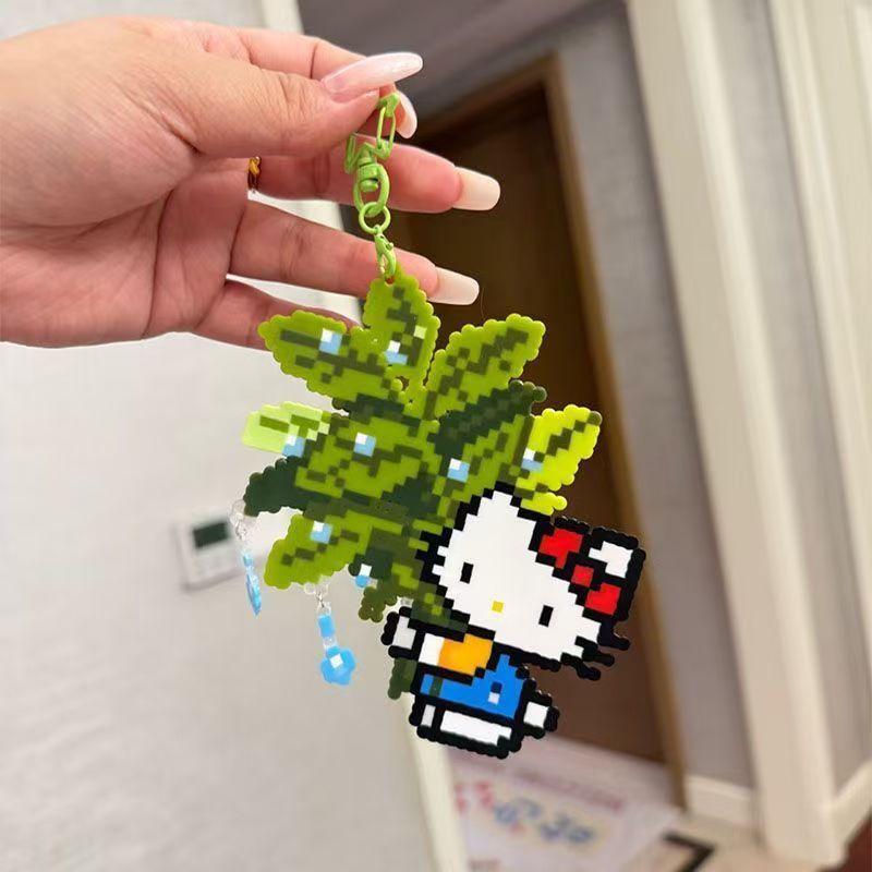 可爱柚子叶kitty书包萌物亚克力挂件卡通像素钥匙扣闺蜜包包挂饰