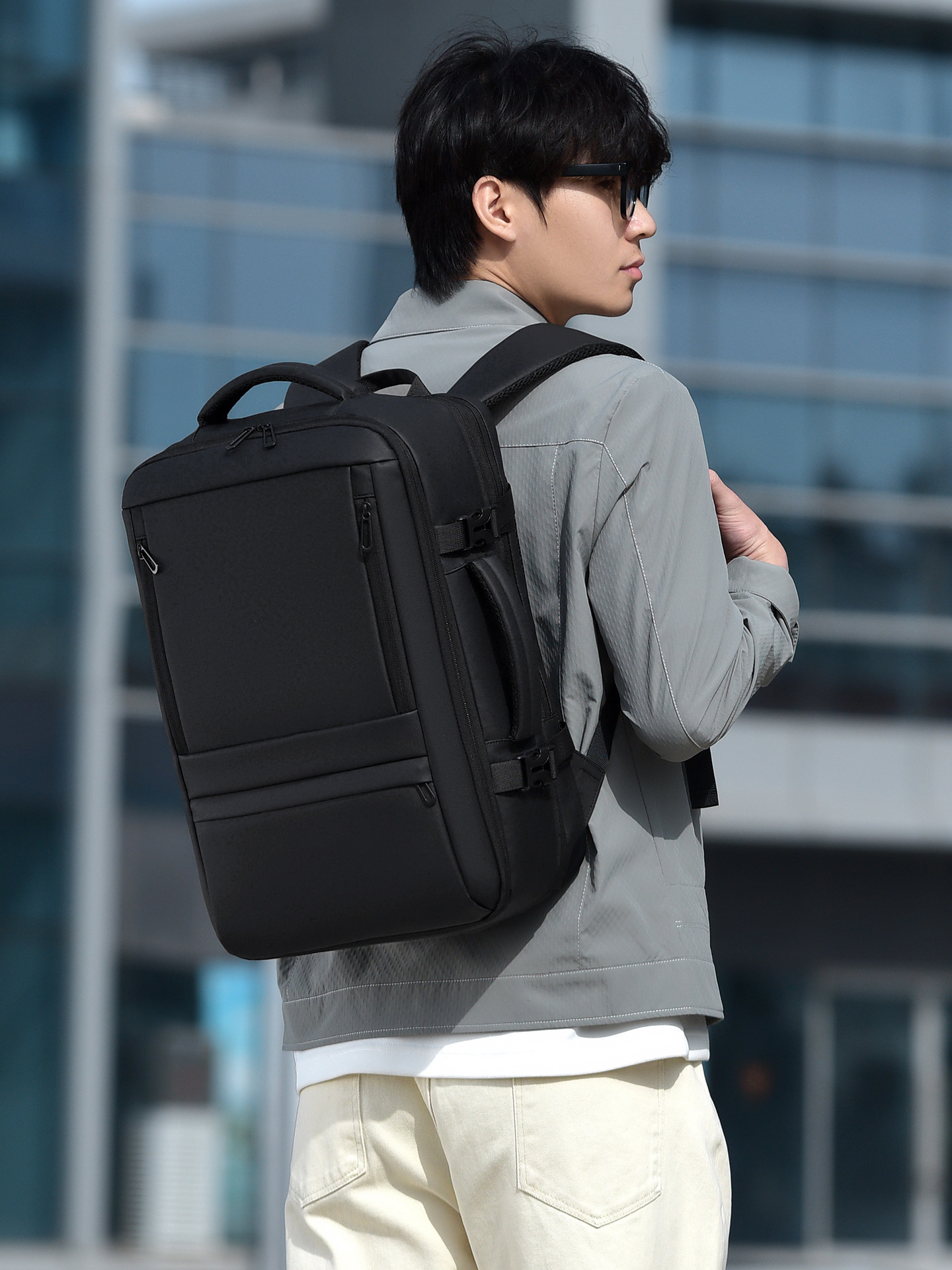 Mochila de hombro de negocios simple para hombres, bolsa de viaje de viaje de viaje de gran capacidad, bolsa de computadora multifuncional