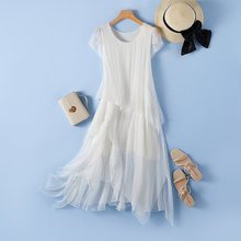 真丝连衣裙夏季2024新款高端显瘦气质白色仙女裙子桑蚕丝沙滩长裙