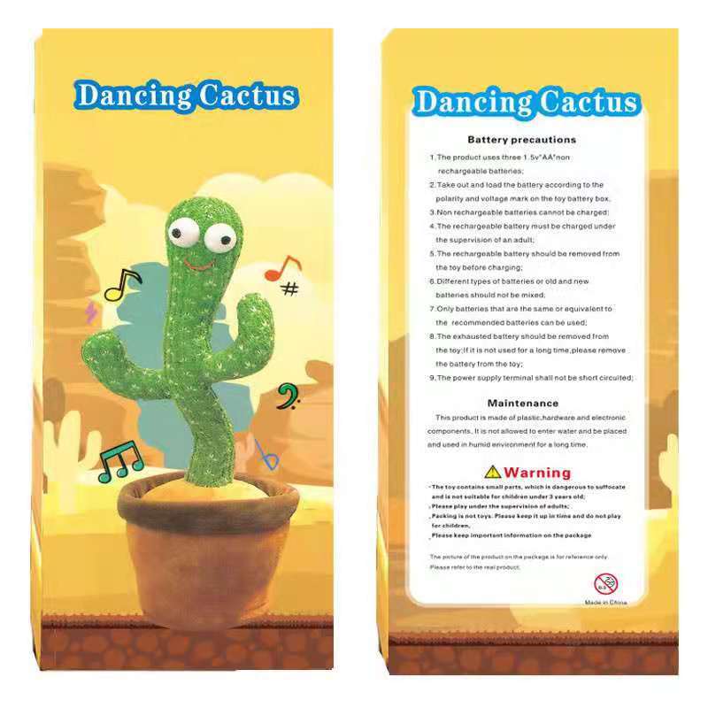 En stock caja de color bailando cactus caja de regalo de juguete chino inglés baile cactus caja al por mayor fábrica