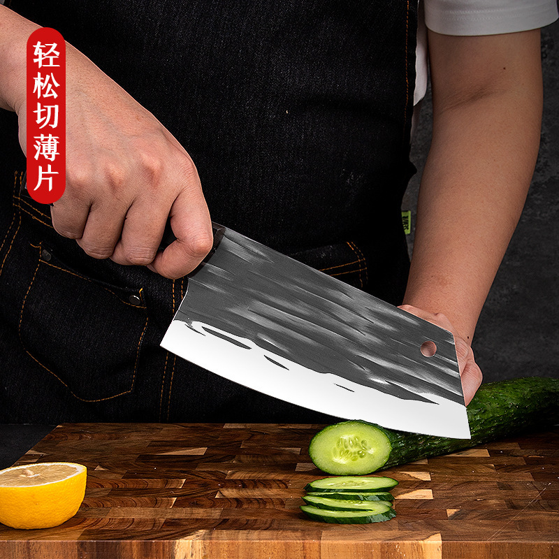 抖快直播不鏽鋼廚房鍛打菜刀家用廚房切菜切肉斬切鋒利女士切片刀