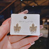 Silver needle, design earrings from pearl, silver 925 sample, Korean style, flowered, simple and elegant design, trend of season