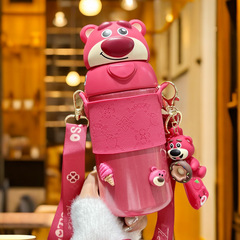 淘氣草莓熊秋冬保溫杯女生高顏值兒童水杯子學生吸管水壺生日禮物