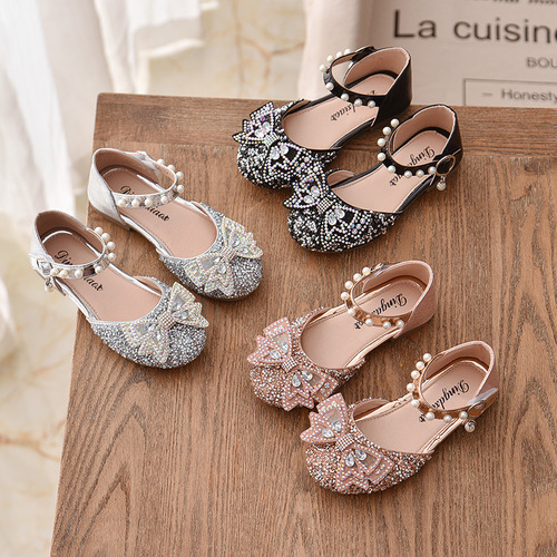  Spring and Autumn Korean Style Girls Casual Dance Shoes Single Shoes Sandals Performance Princess Shoes Small, Medium and Large Children's Baotou Shoes