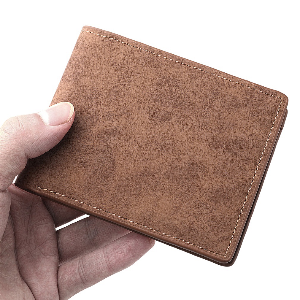 2023 New Wallet Men's Genuine Men's Short Zipper Casual Soft Leather Thin Wallet Retro Wallet Student