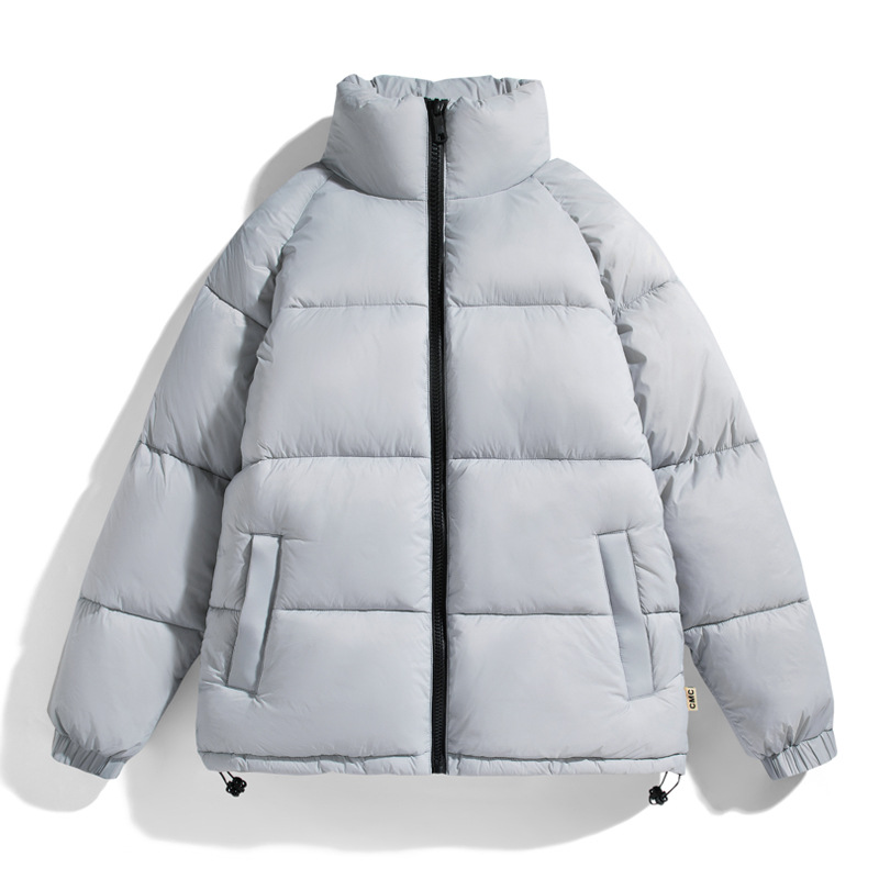 Chaqueta de hombre de otoño e invierno chaqueta acolchada de algodón cálida informal suelta blusa juvenil cuello alto simple celebridad de Internet misma chaqueta de pan a prueba de viento