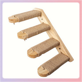 Wooden Cat Climbing Ladder Wall-Mounted Multi-Layer Cat Climbing Frame Sisal Rope Wooden Stairs for Cats