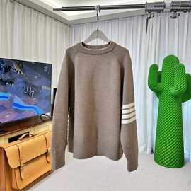 正确版25FW秋冬新款经典四条杠简约百搭圆领毛衣tb卫衣羊毛衫男女
