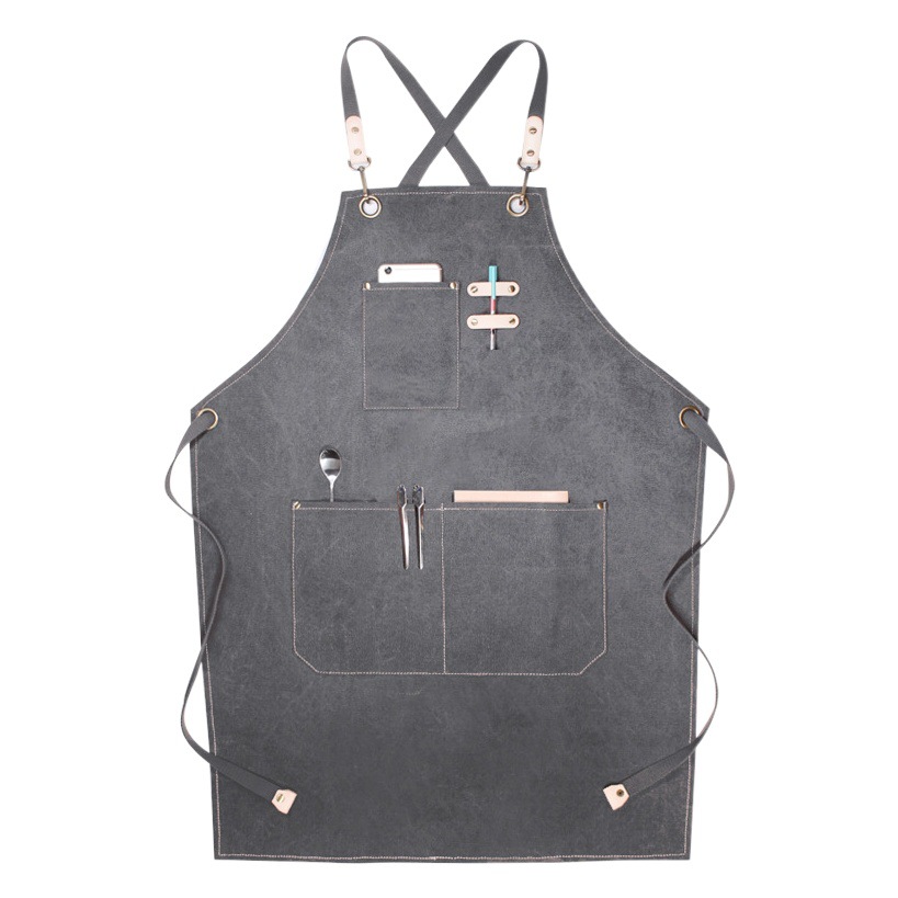 Amazon engrosada lienzo delantal logotipo personalizado leche té tienda bar chef peluquería guardapolvos delantal al por mayor