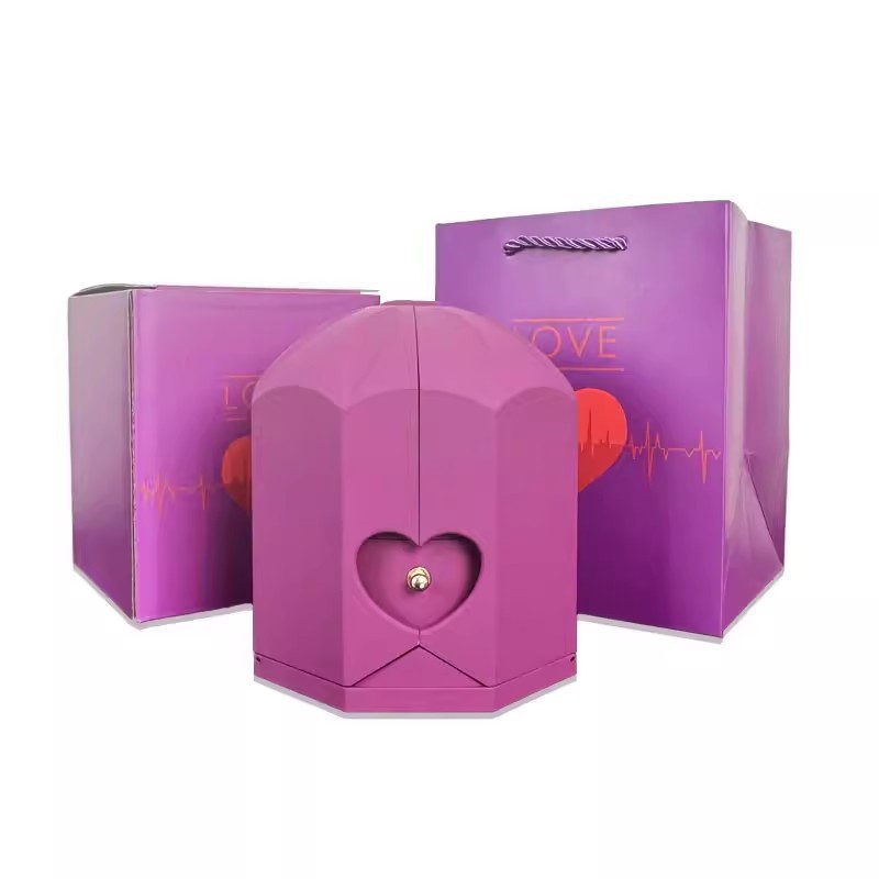 Flor inmortal doble puerta collar caja de joyas acrílica regalos de San Valentín ventas transfronterizas adornos de flores inmortales