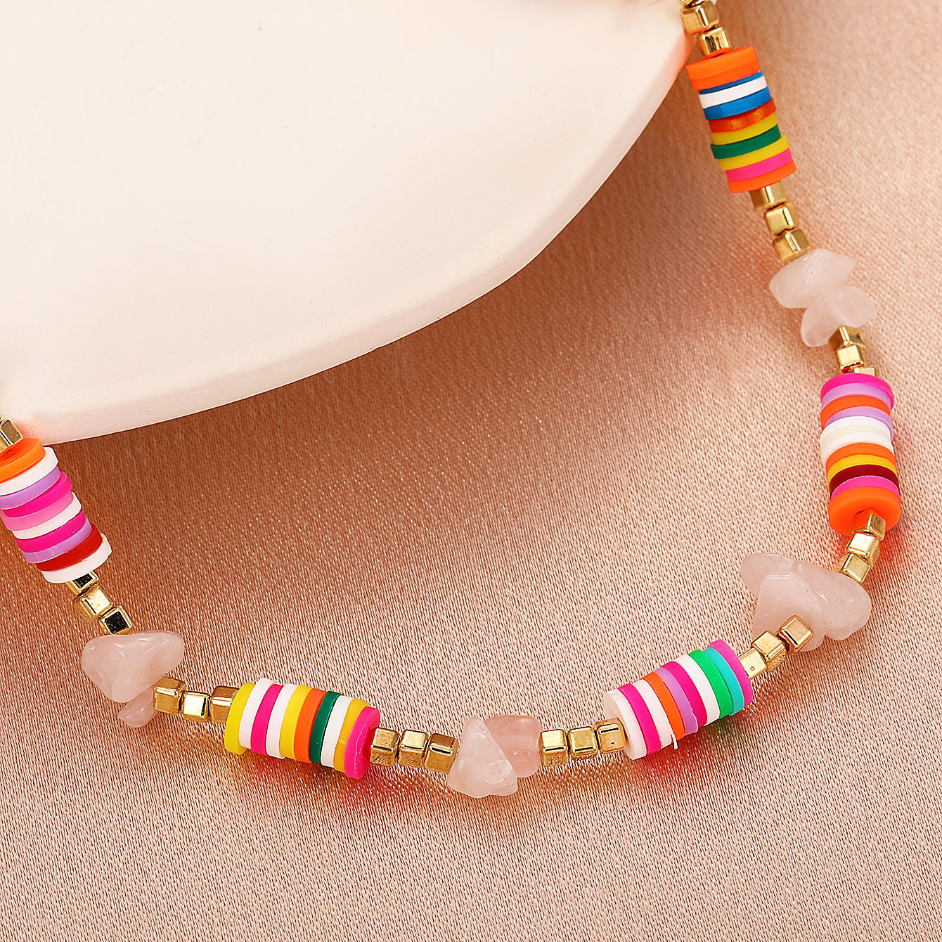 Bohemian Stone Necklace Fashionable and Personalized Colored Soft Clay Bracelet Ethnic Style Beaded Handicraft Set_voghion.com