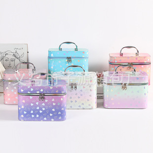 Heart-shaped Large Capacity New Style Cosmetic Bag Youth Beautiful Portable Cosmetic Bag Three-piece Beauty Fashion Set