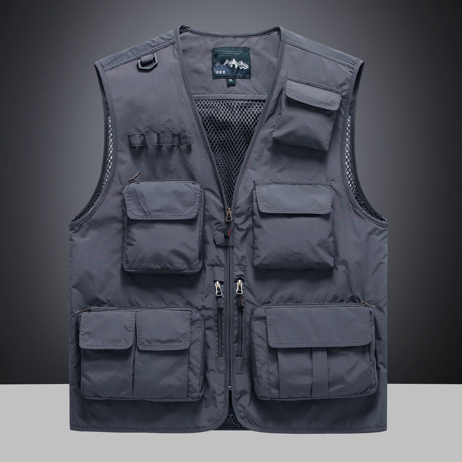 Casual chaleco de hombre al aire libre de bolsillos fotografía chaleco de pesca hombro chaleco de gran tamaño chaleco de color sólido hombre casual chaqueta