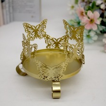 严选一件起批北欧金色铁艺蜡烛台蝴蝶婚庆道具家居装饰卧室摆件