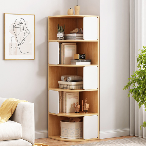Corner cabinet household living room Nordic style storage rack bookshelf study floor corner bookcase shop product display cabinet