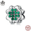 Green lucky clover with beads, beads, accessory, silver 925 sample, handmade, wholesale