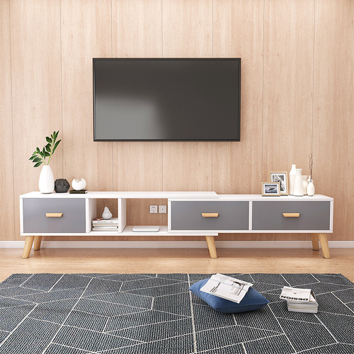 TV cabinet, simple and modern, for living room, home use, Nordic style, free extension, bedroom, small apartment, solid wood leg TV cabinet