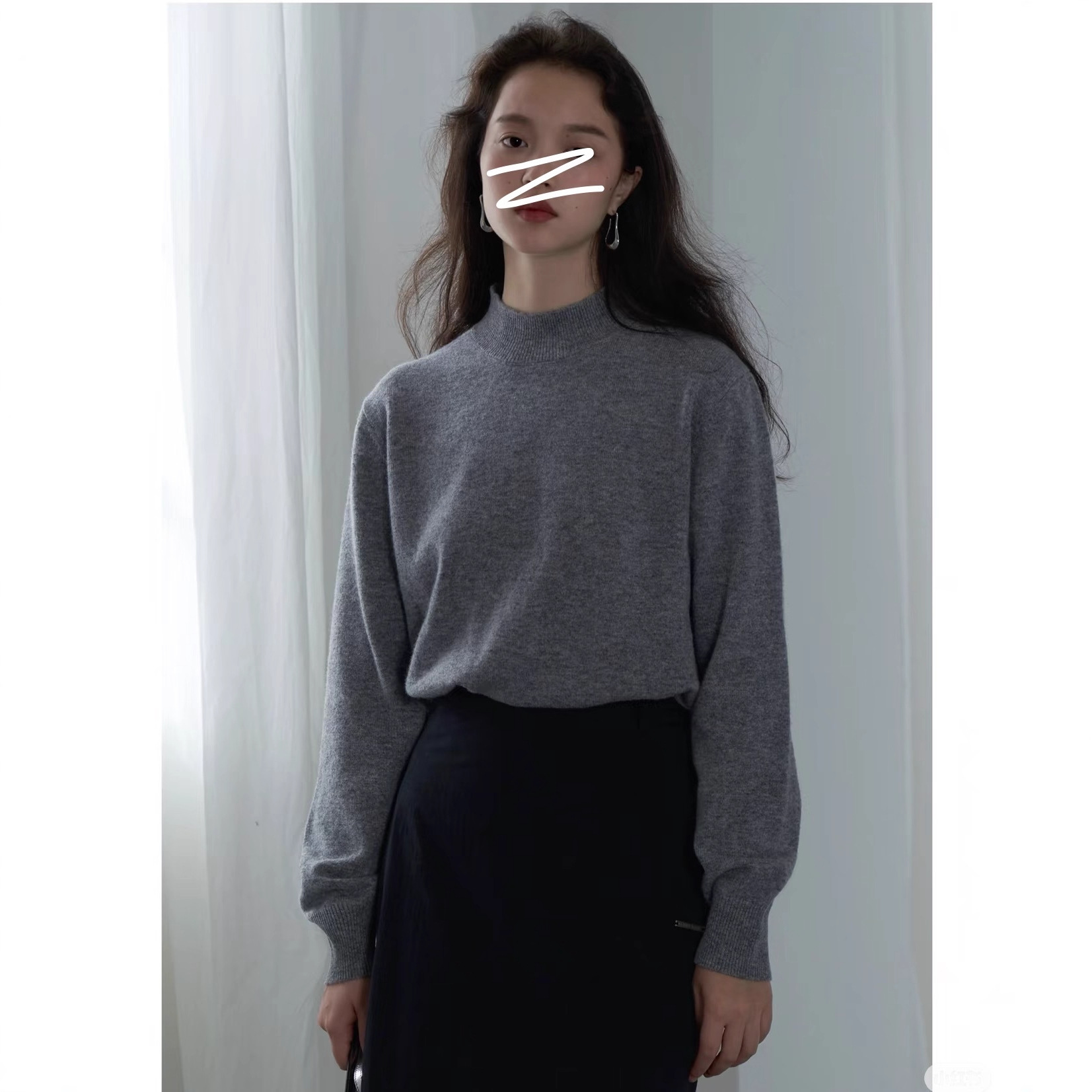 2594-124   【30羊绒50羊毛】半高领抗起球百搭针织衫