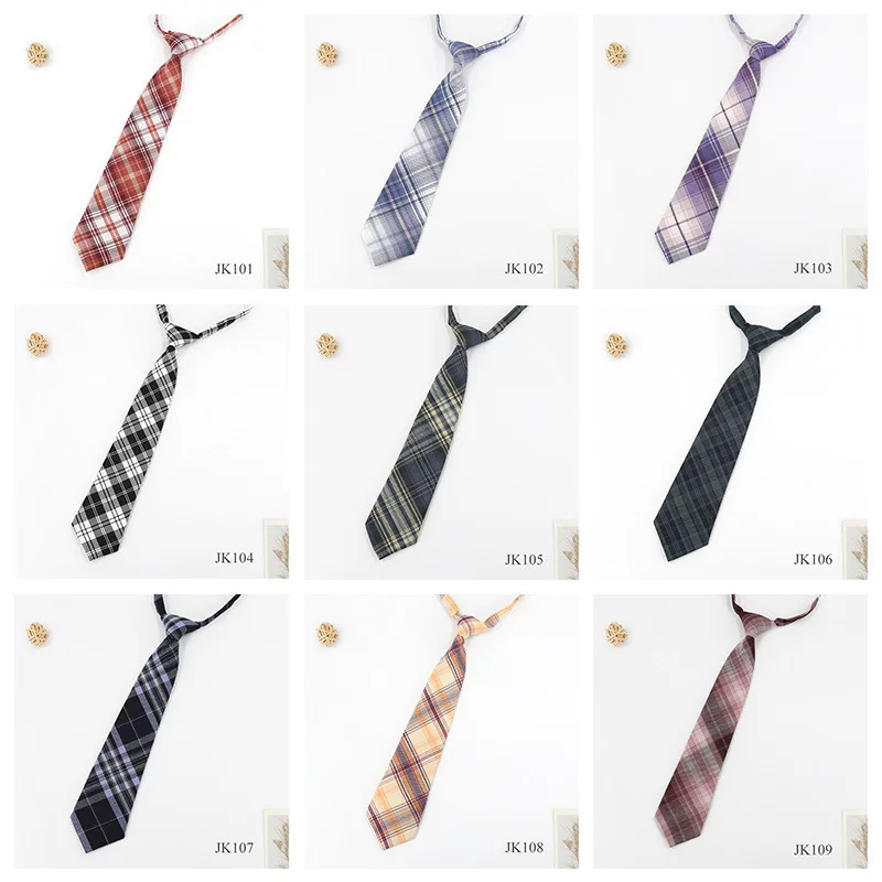 Заготовка на петлях Lazy Tie JKDK, школьная форма в клетку колледжного стиля, регулируемая 7×33 см