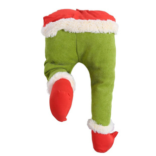 Haobei Cross-Border Christmas Decoration Grinch Green Fake Legs Tree Decoration Santa Elf Legs Christmas