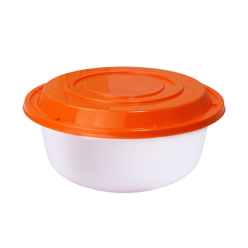 Caja de almuerzo desechable redondo engrosado PP plástico condimento ramen tazón bibimbap tazón redondo aislado caja de almuerzo