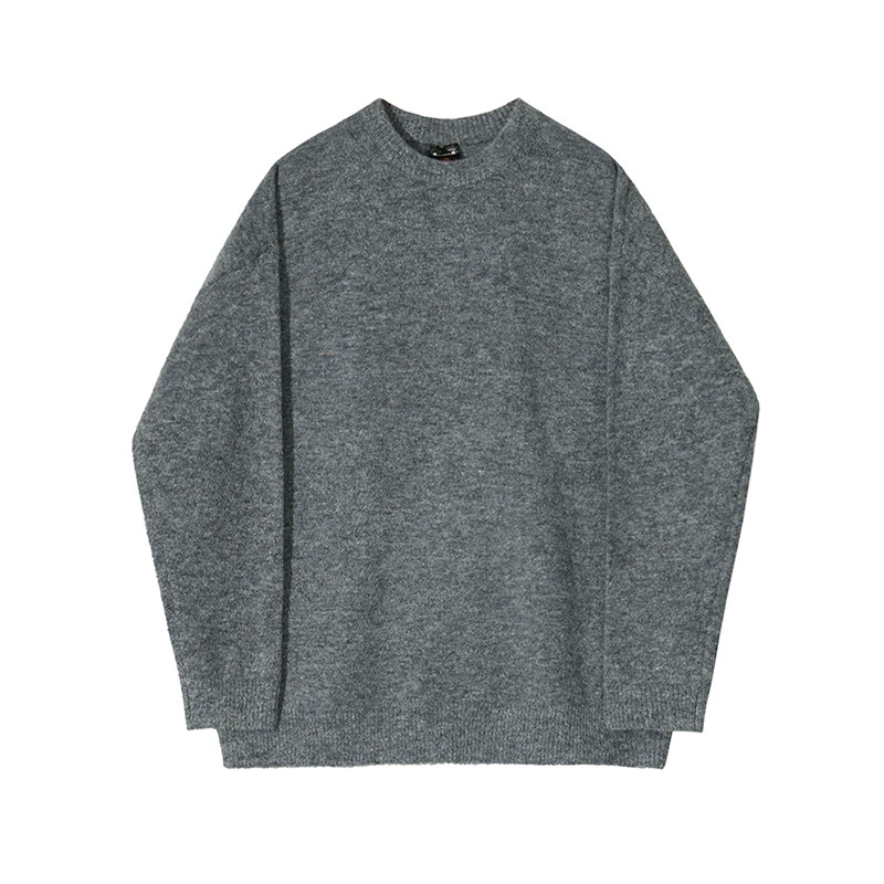 Мужской свитер oversize из пряжи, стиль Кореи, круглый ворот, демисезон осень