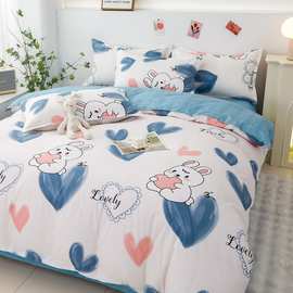 四季款芦荟棉四件套学生宿舍磨毛床上用品三件套