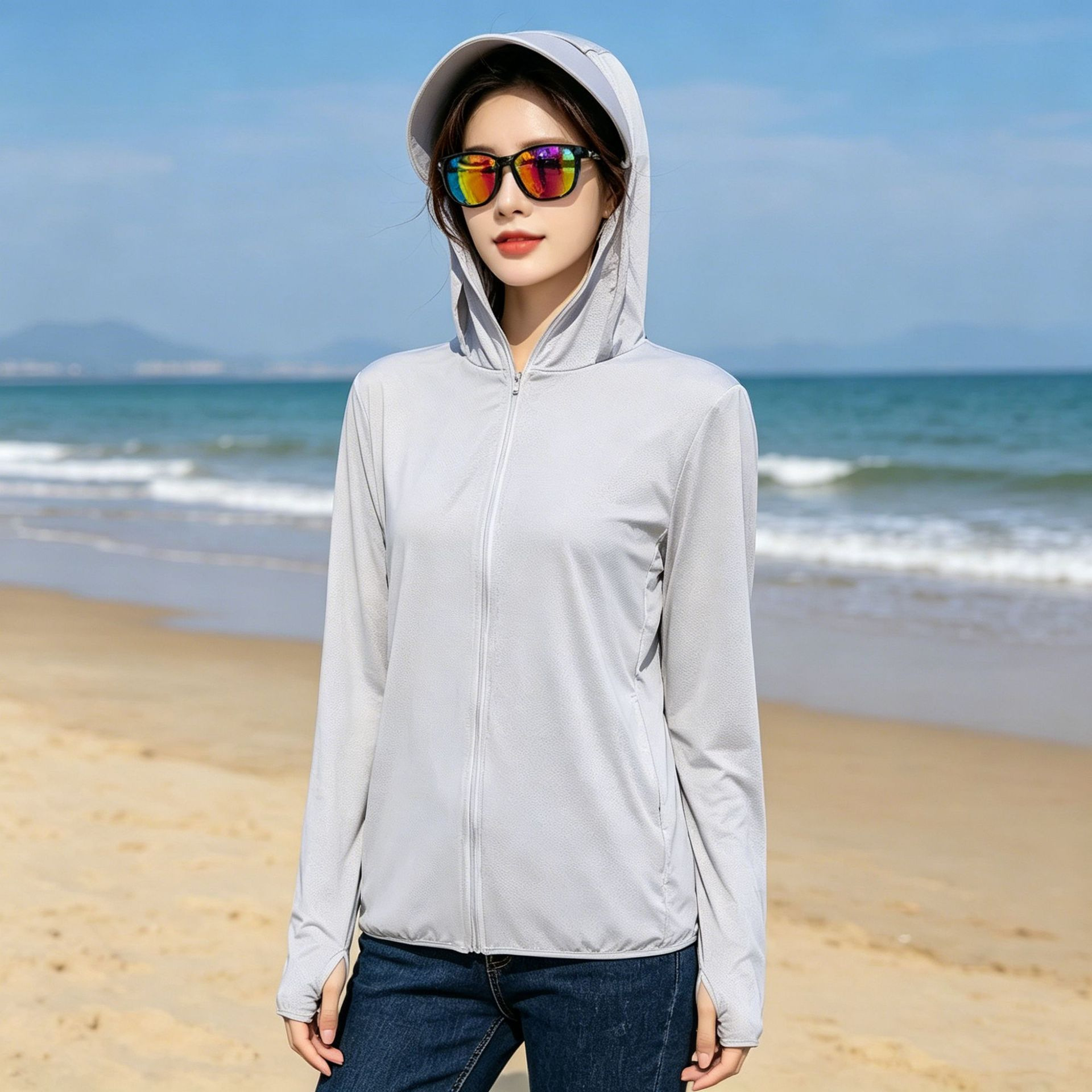 2026 Summer New Men's Ice Silk Sun Protection Clothing Hooded UV Protection Quick-Drying Breathable Outdoor Fishing Sun Protection Clothing