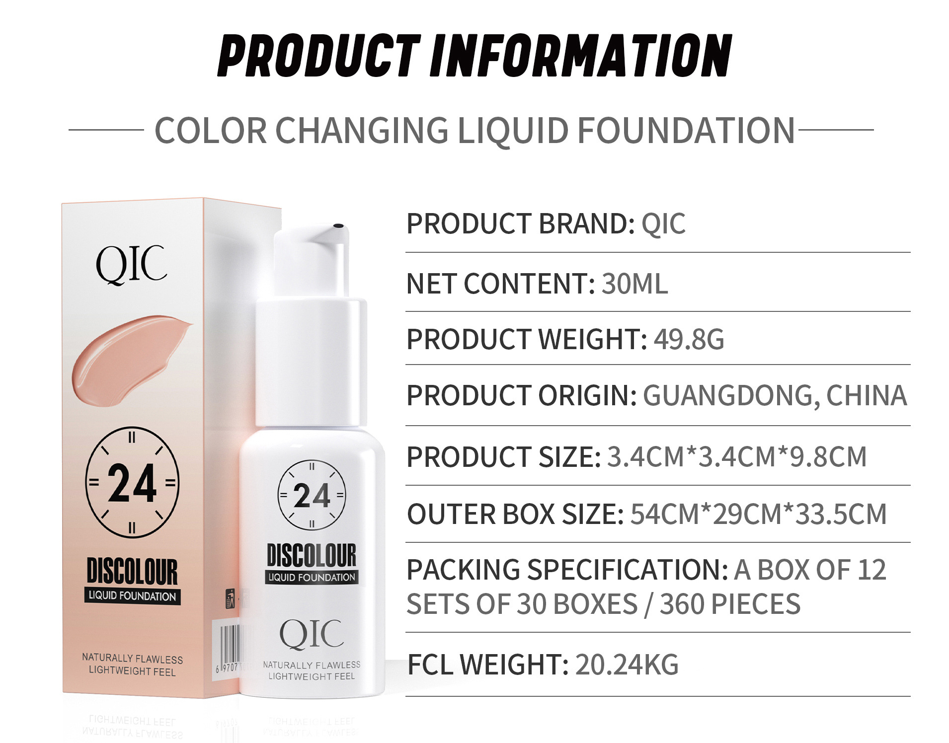 QIC Qini Color-changing Foundation for Natural Adhesion, brightening, setting, concealing and color-changing BB Cream - North American makeup Application Scenario