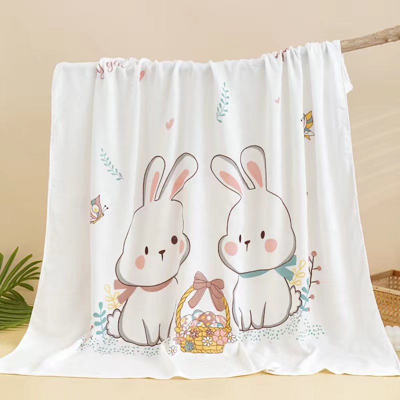 Toalla de baño para bebés fibra de bambú gasa de doble capa edredón recién nacido jardín de infantes Toalla de impresión manta edredón para bebés