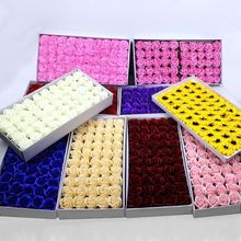 仿真玫瑰康乃馨向日葵肥皂花香皂花头花束花艺礼品包装材料带底座